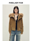 Firelady Women’s Corduroy Down Parka with Detachable Goose Down Hood – Vintage Washed Short Jacket“Boho - Chic” - variant_title