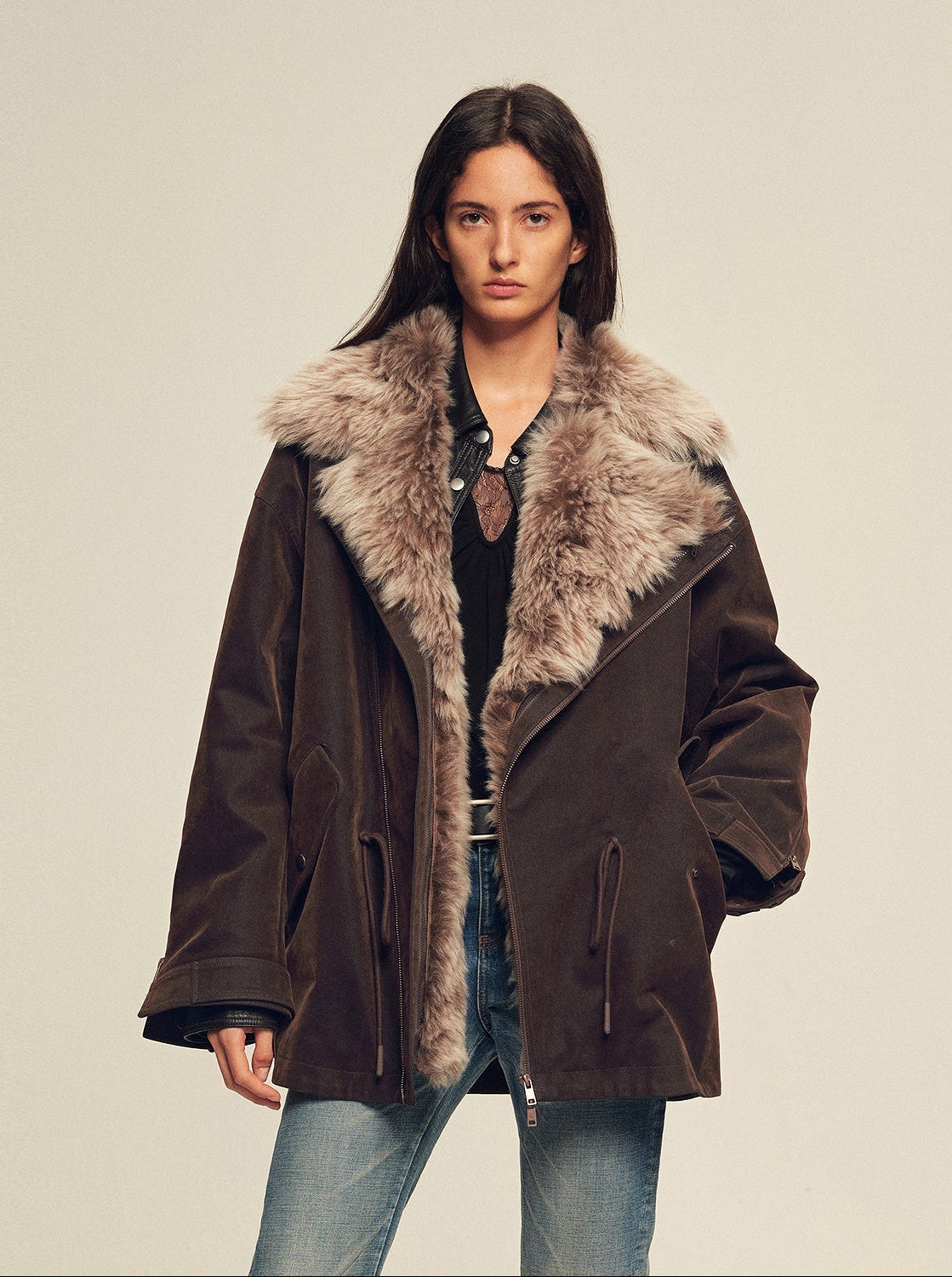 Firelady women's fur parka coat with two - tone Tuscan coyote fur collar, "Wilderness Parka" - variant_title