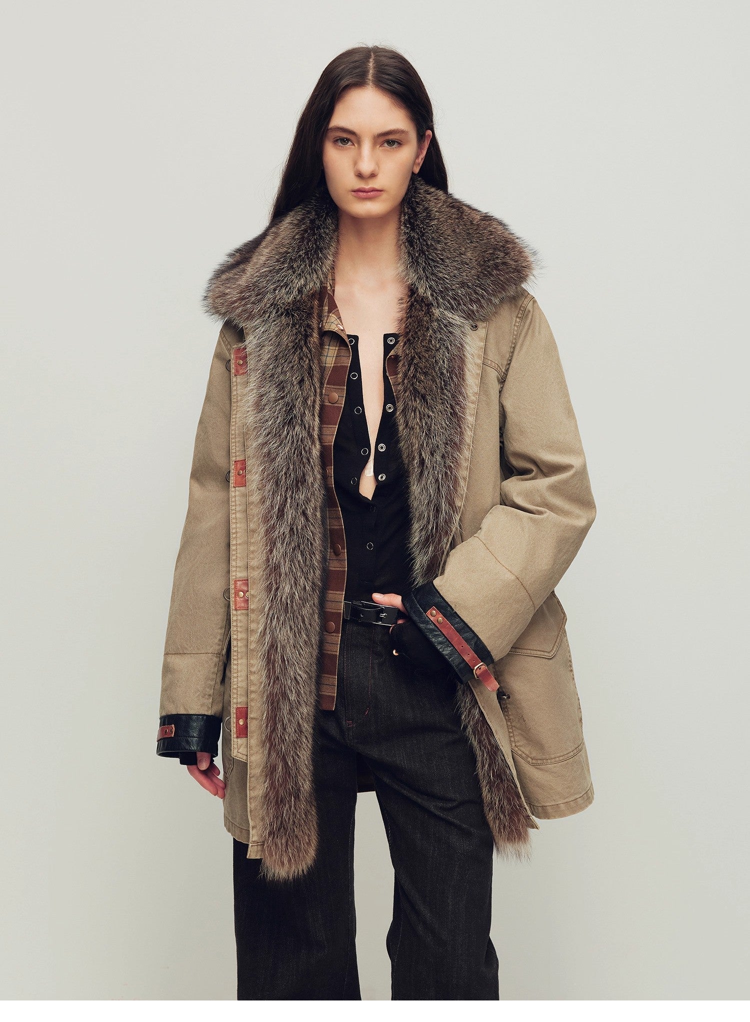 Firelady Women’s Parka with Real American Raccoon Fur Collar – Premium 90% White Goose Down Coat“Winter Street Lights” - variant_title