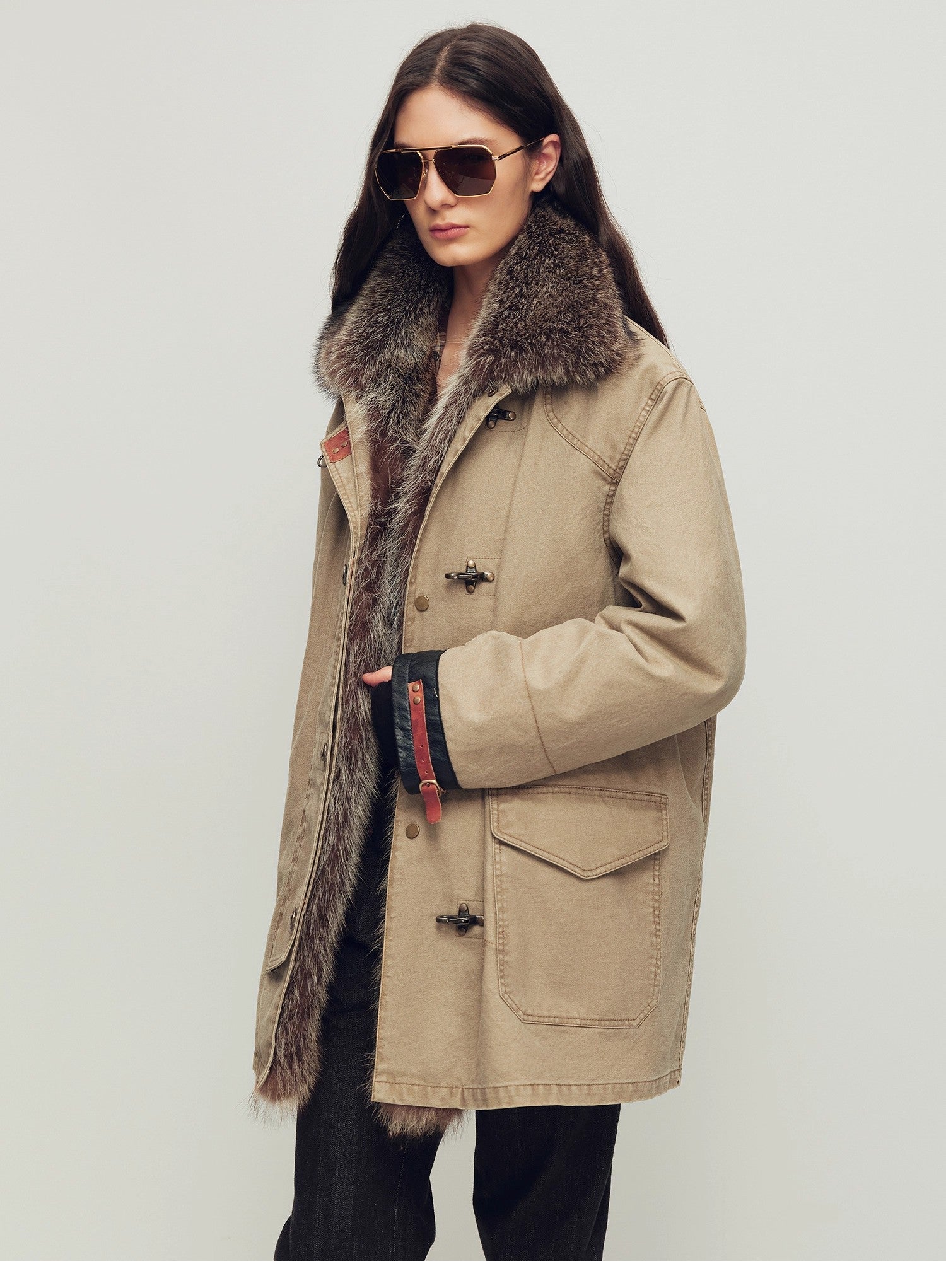 Firelady Women’s Parka with Real American Raccoon Fur Collar – Premium 90% White Goose Down Coat“Winter Street Lights” - variant_title