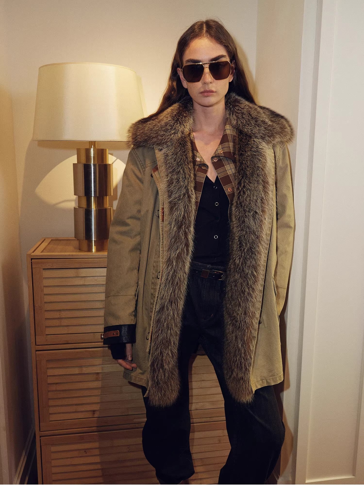 Firelady Women’s Parka with Real American Raccoon Fur Collar – Premium 90% White Goose Down Coat“Winter Street Lights” - variant_title
