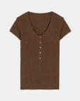 FireladyFur Brand Slim Fit Tencel Wool Women's Slim Fit Henley T-Shirts Short/Long Sleeve V - Neck Button Knitted Bottoming Basic Tops"Pure Fashion" - variant_title