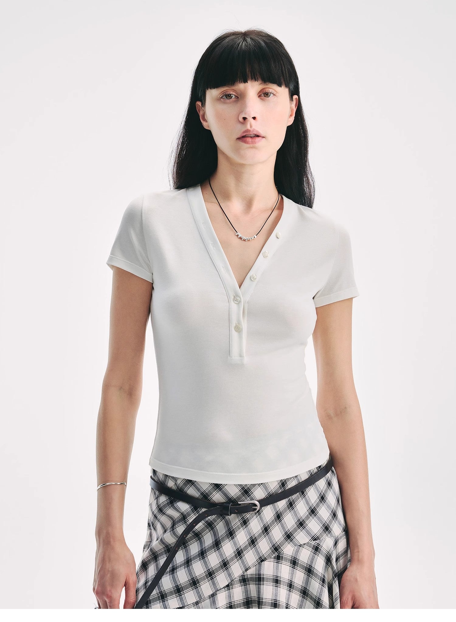 FireladyFur Brand Slim Fit Tencel Wool Women's Slim Fit Henley T-Shirts Short/Long Sleeve V - Neck Button Knitted Bottoming Basic Tops"Pure Fashion" - variant_title