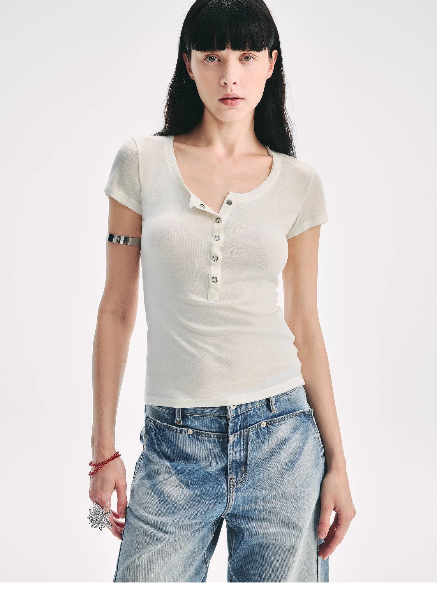 FireladyFur Brand Slim Fit Tencel Wool Women's Slim Fit Henley T-Shirts Short/Long Sleeve V - Neck Button Knitted Bottoming Basic Tops"Pure Fashion" - variant_title