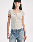 FireladyFur Brand Slim Fit Tencel Wool Women's Slim Fit Henley T-Shirts Short/Long Sleeve V - Neck Button Knitted Bottoming Basic Tops"Pure Fashion" - variant_title