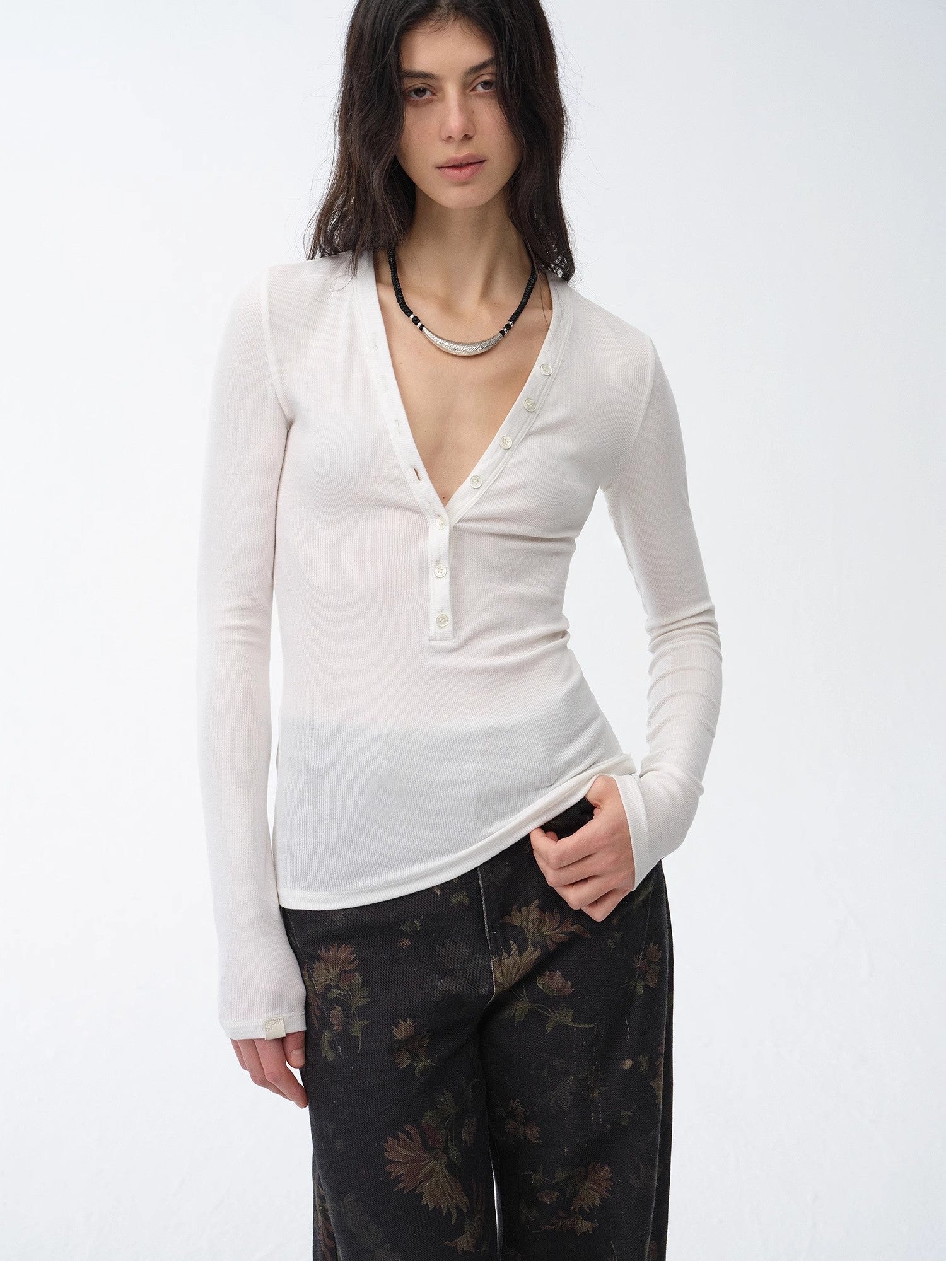 FireladyFur Brand Slim Fit Tencel Wool Women's Slim Fit Henley T-Shirts Short/Long Sleeve V - Neck Button Knitted Bottoming Basic Tops"Pure Fashion" - variant_title