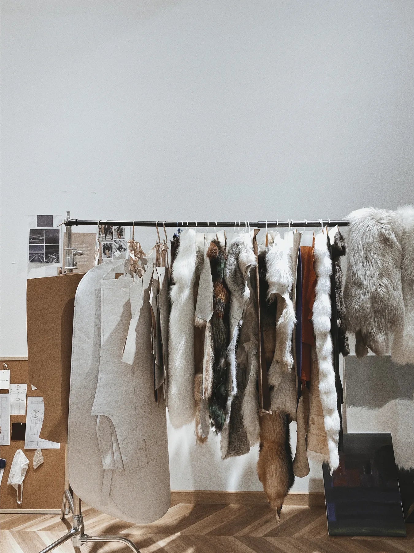 Fur coat storage rack showing the space required before buying and storing a fur coat