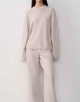 Firelady Fur Fall Winter Mischief pink merino wool knit sweater and pants set front view