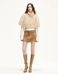 Fireladyfur Velvet Swan handwoven mink fur cape shawl in natural beige product view