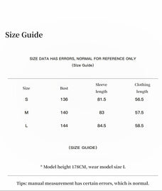 Fireladyfur Cool and Sharp short hooded jacket size chart