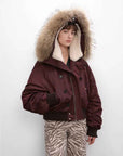 Fireladyfur Warm Short Style Jacket with a Large fur Hood and Raccoon Fur"Cool and Sharp" - variant_title