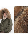 Fireladyfur Warm Short Style Jacket with a Large fur Hood and Raccoon Fur"Cool and Sharp" - variant_title