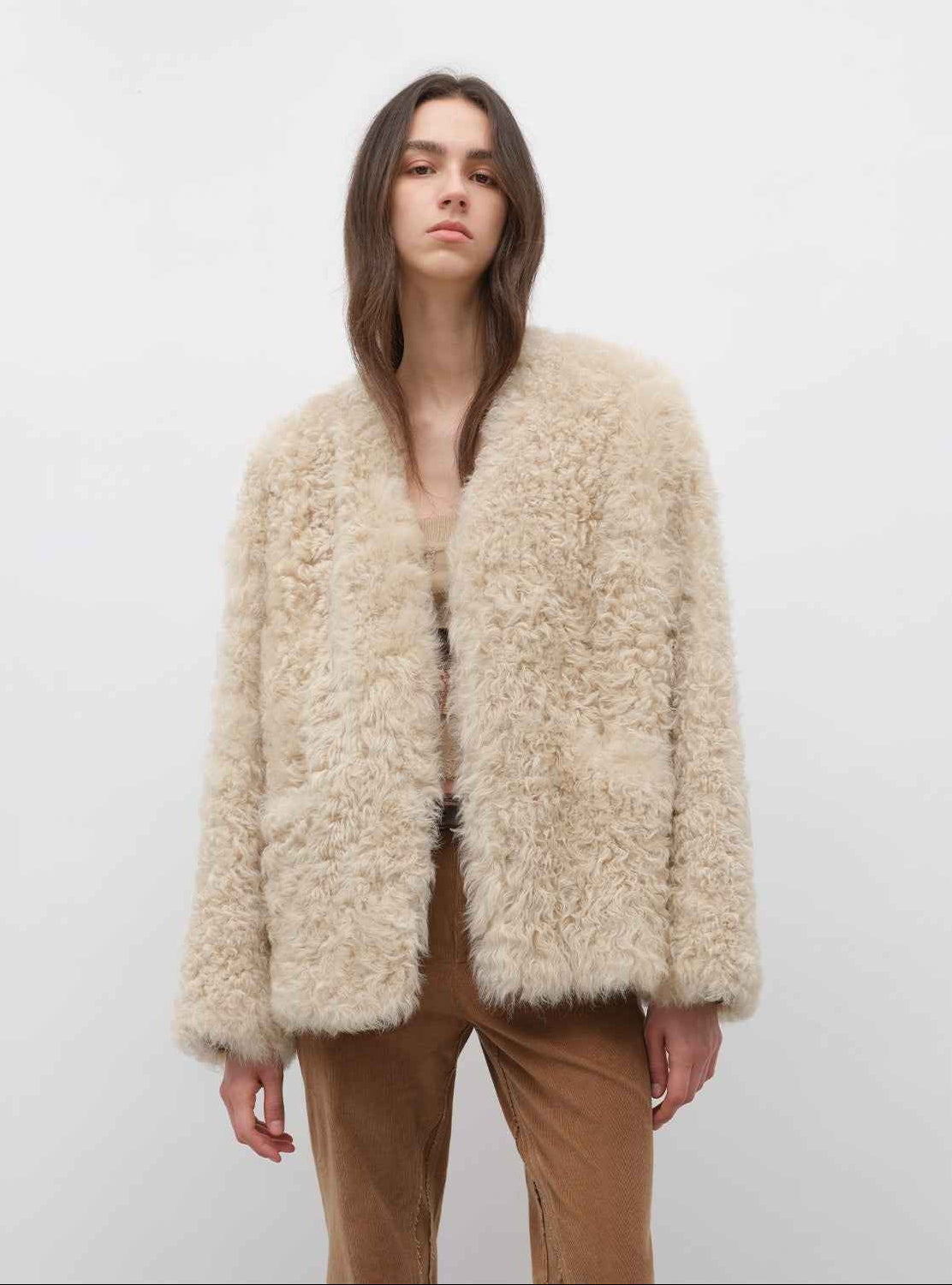 Fireladyfur Women's Black Sheepskin Jacket with Tuscan Fur"My Little Curly" - variant_title