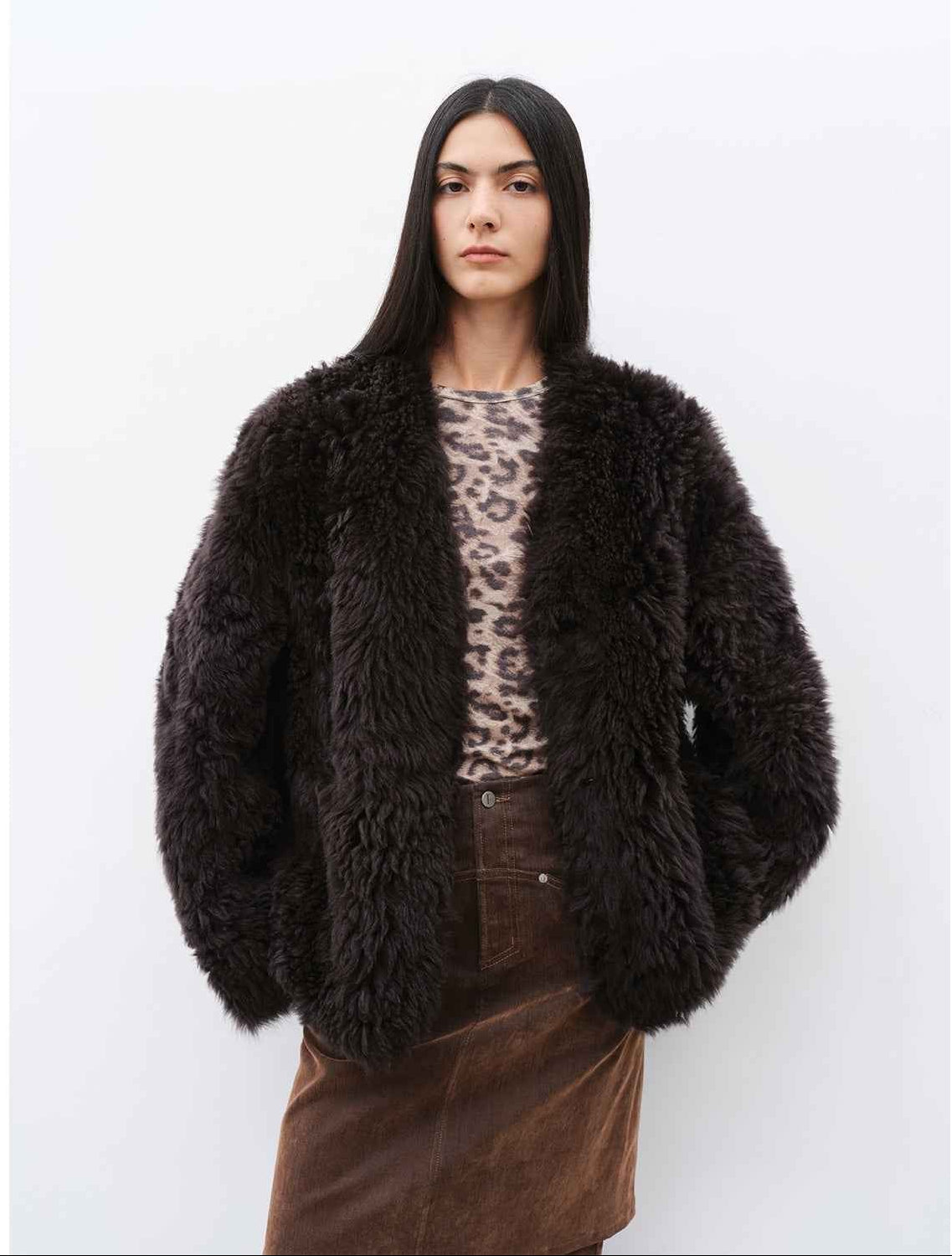 Fireladyfur Women's Black Sheepskin Jacket with Tuscan Fur"My Little Curly" - variant_title