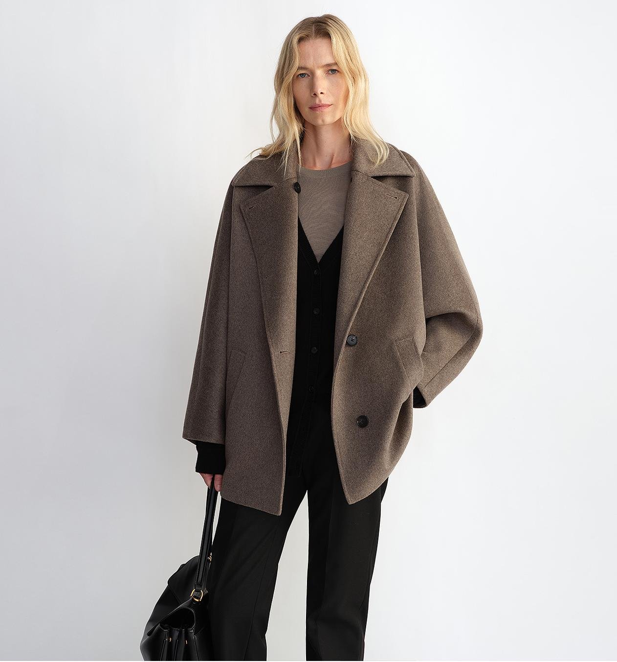 Fireladyfur Women's Cashmere Wool Short Coat with Bat Sleeves"Fleeting Memories" - variant_title