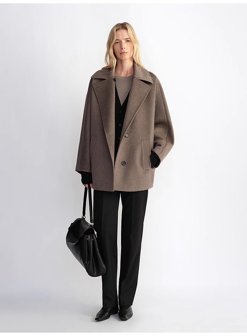 Fireladyfur Women's Cashmere Wool Short Coat with Bat Sleeves"Fleeting Memories" - variant_title