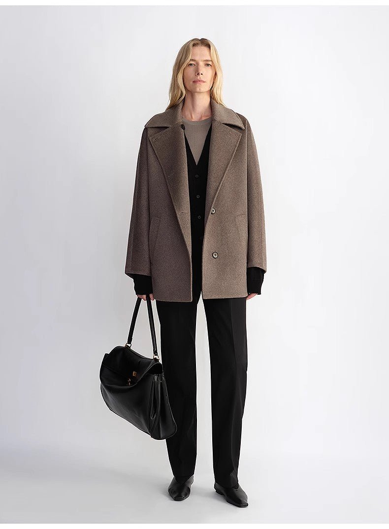 Fireladyfur Women's Cashmere Wool Short Coat with Bat Sleeves"Fleeting Memories" - variant_title