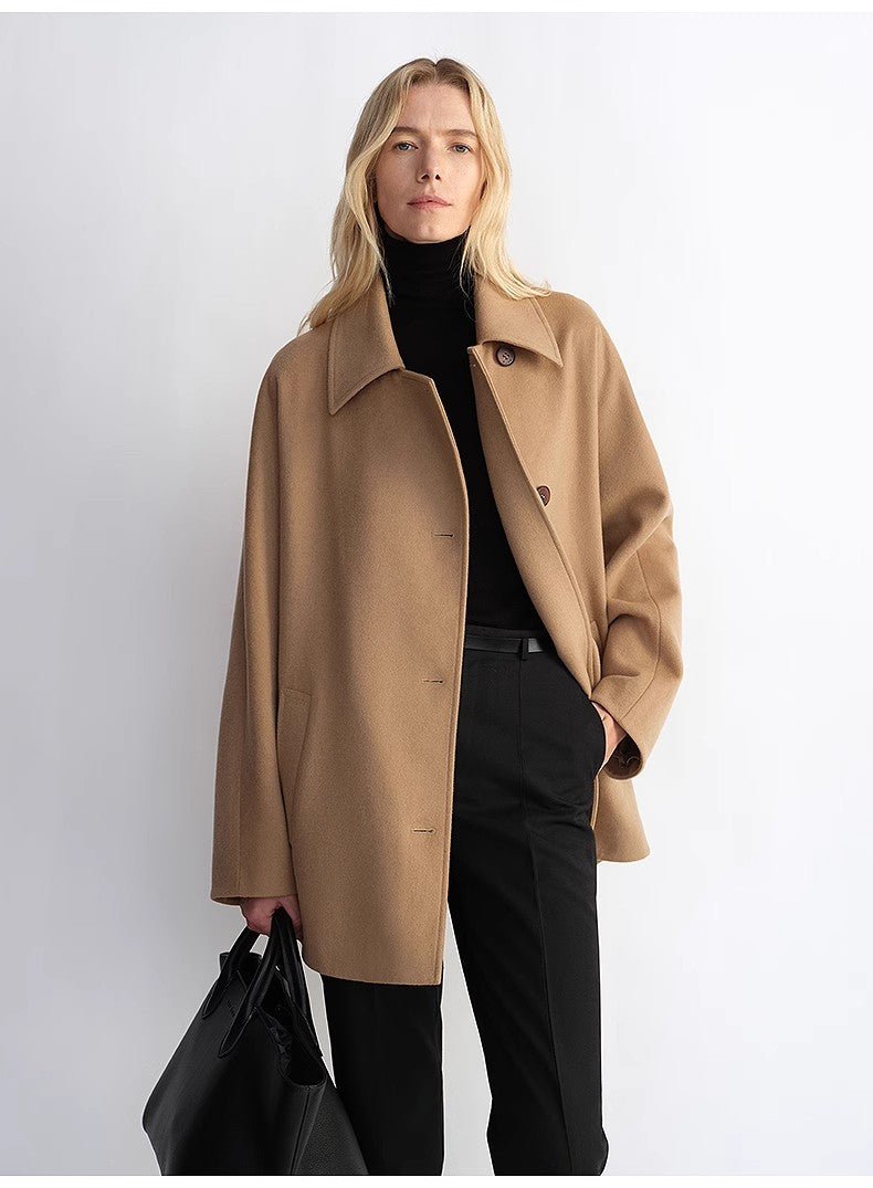 Fireladyfur Women's Cashmere Wool Short Coat with Bat Sleeves"Fleeting Memories" - variant_title