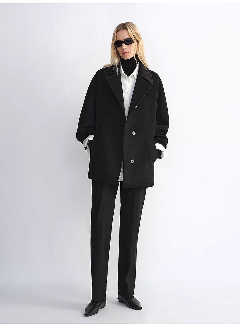 Fireladyfur Women's Cashmere Wool Short Coat with Bat Sleeves"Fleeting Memories" - variant_title