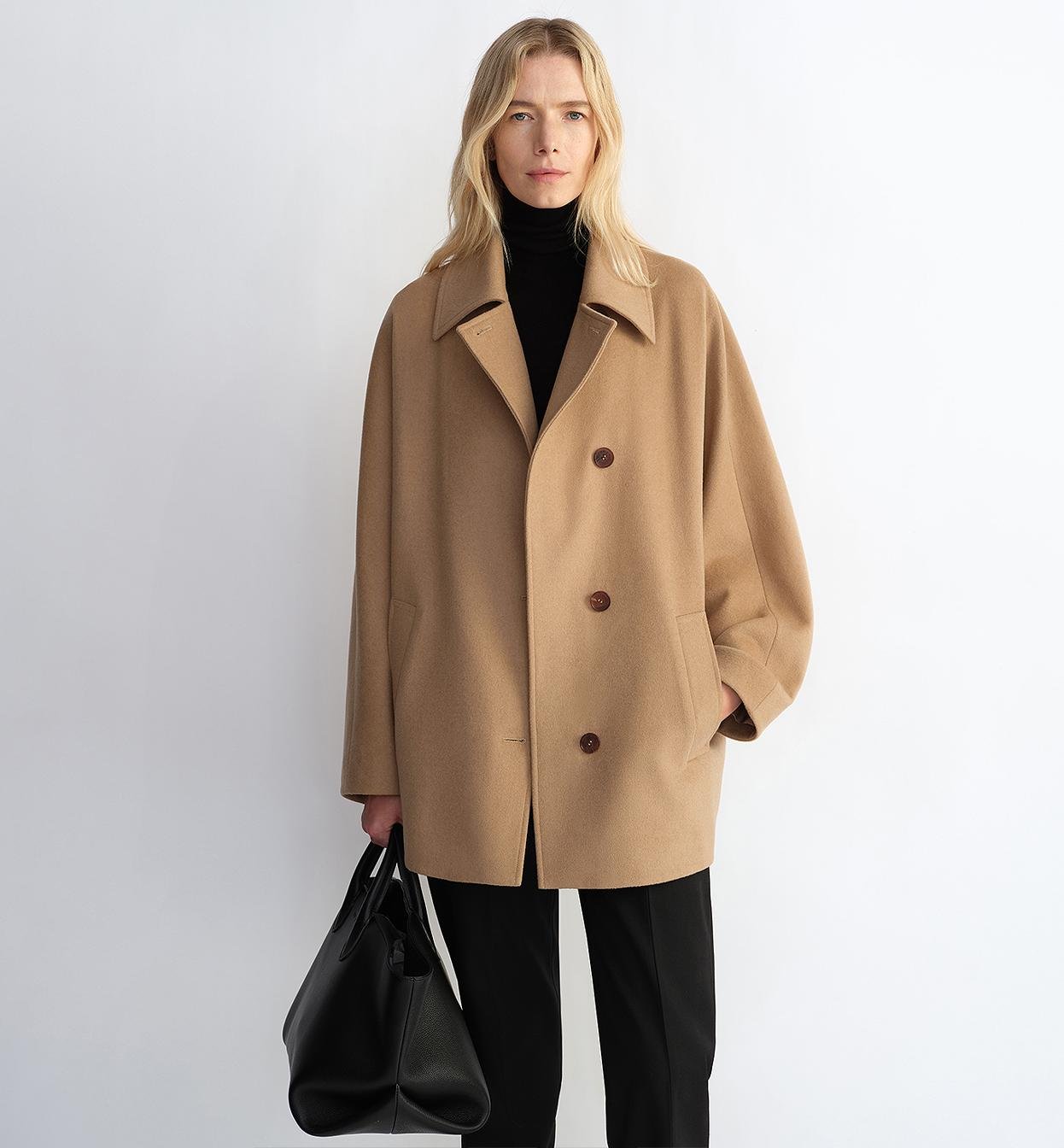 Fireladyfur Women's Cashmere Wool Short Coat with Bat Sleeves"Fleeting Memories" - variant_title