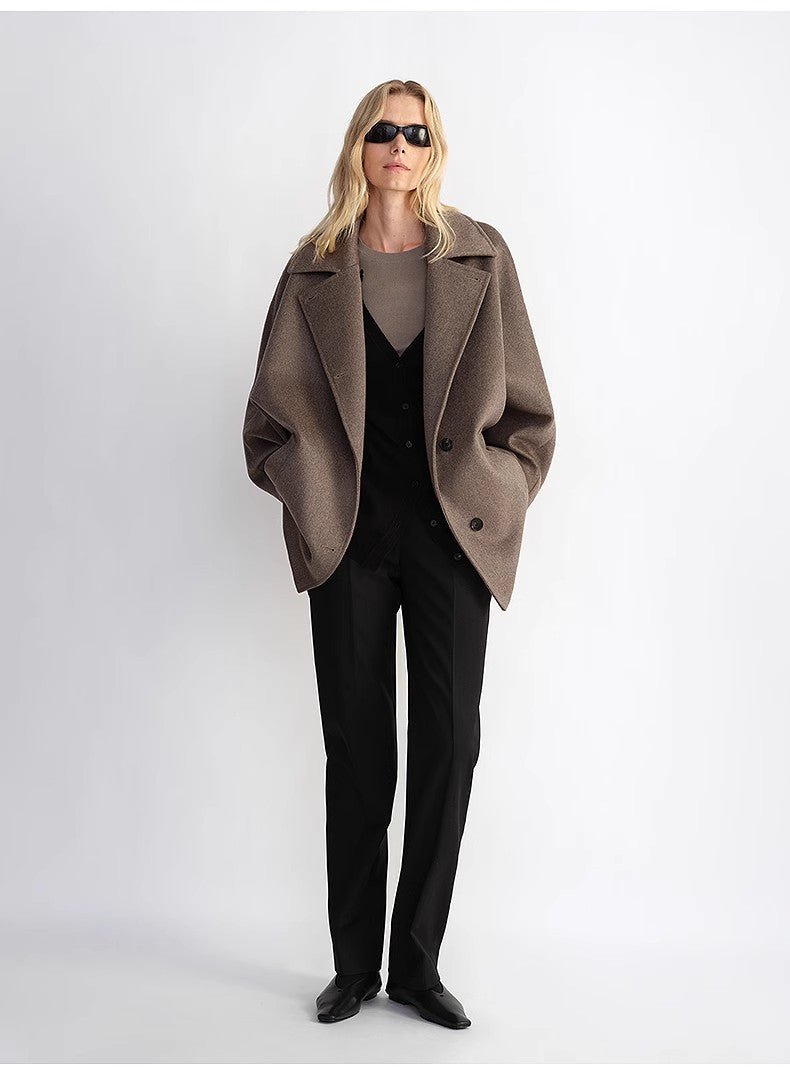 Fireladyfur Women's Cashmere Wool Short Coat with Bat Sleeves"Fleeting Memories" - variant_title