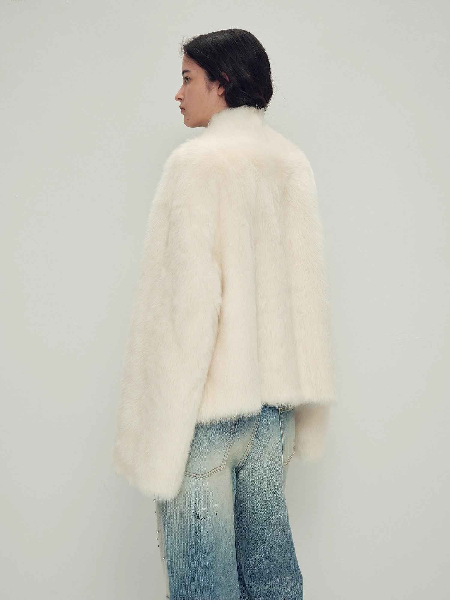 Fireladyfur Women's Casual Drop Shoulder Stand Collar Sheepskin Coat"Practical Wearism" - variant_title