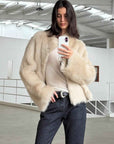 Fireladyfur Women's Casual Drop Shoulder Stand Collar Sheepskin Coat"Practical Wearism" - variant_title