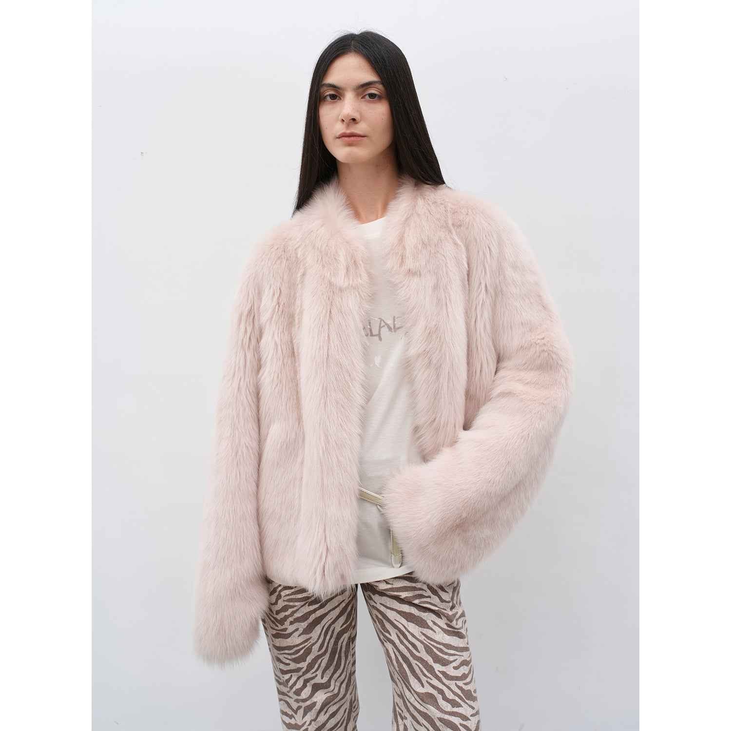 Fireladyfur Women's Casual Drop Shoulder Stand Collar Sheepskin Coat"Practical Wearism" - variant_title