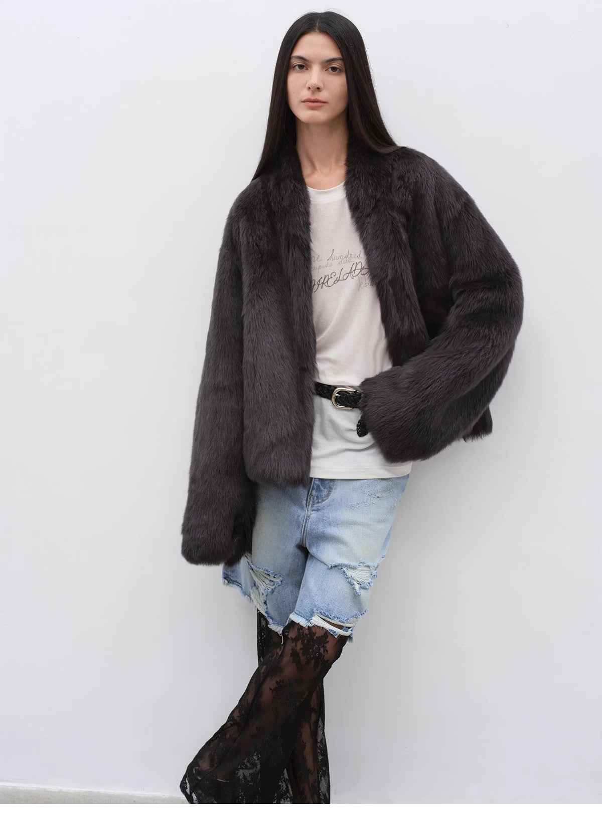 Fireladyfur Women's Casual Drop Shoulder Stand Collar Sheepskin Coat"Practical Wearism" - variant_title