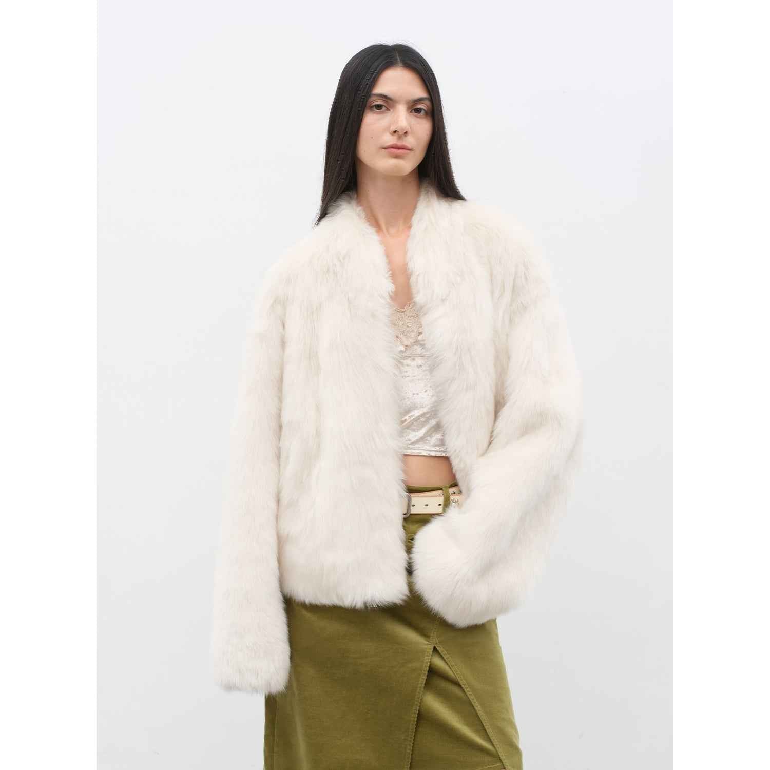 Fireladyfur Women's Casual Drop Shoulder Stand Collar Sheepskin Coat"Practical Wearism" - variant_title