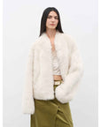 Fireladyfur Women's Casual Drop Shoulder Stand Collar Sheepskin Coat"Practical Wearism" - variant_title