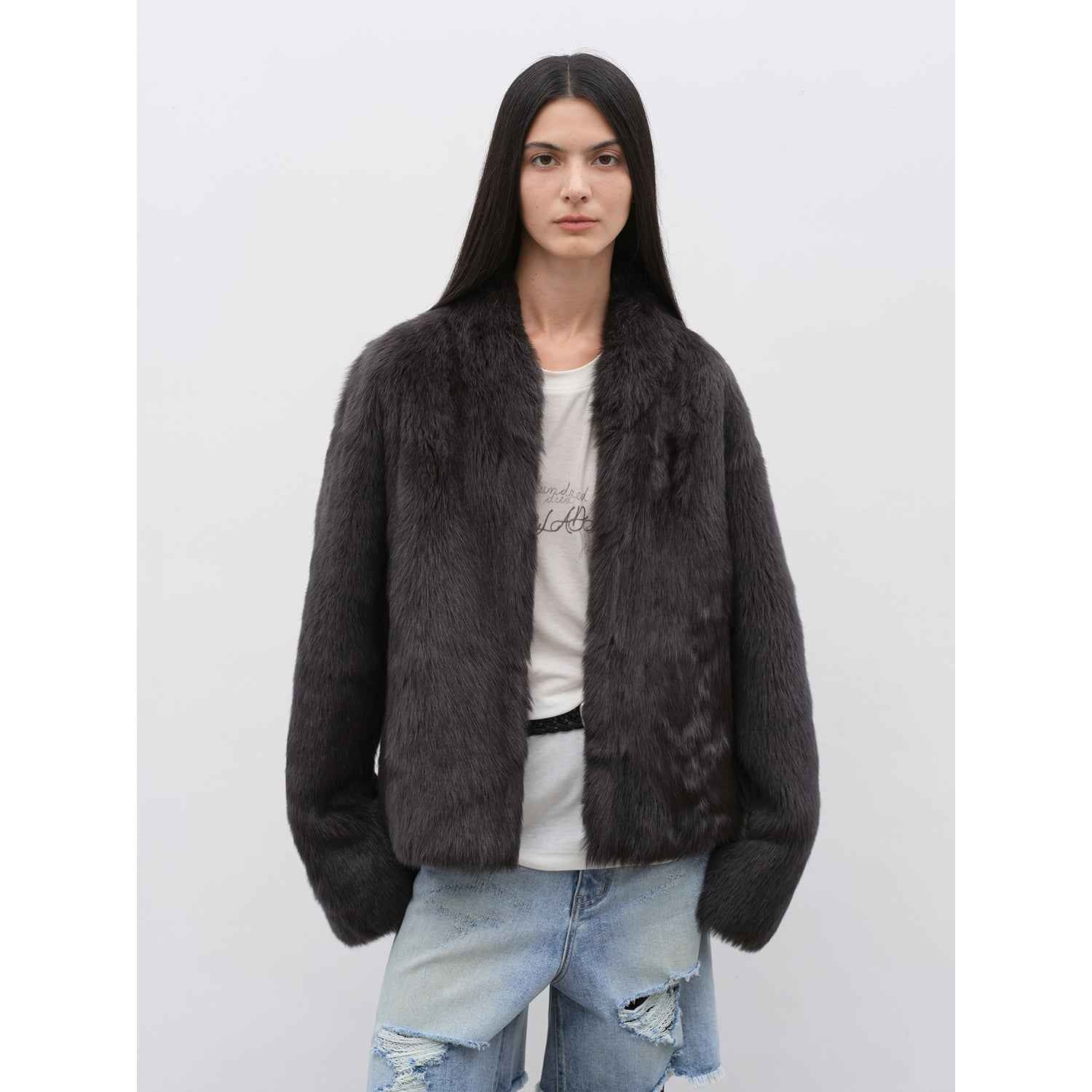 Fireladyfur Women's Casual Drop Shoulder Stand Collar Sheepskin Coat"Practical Wearism" - variant_title