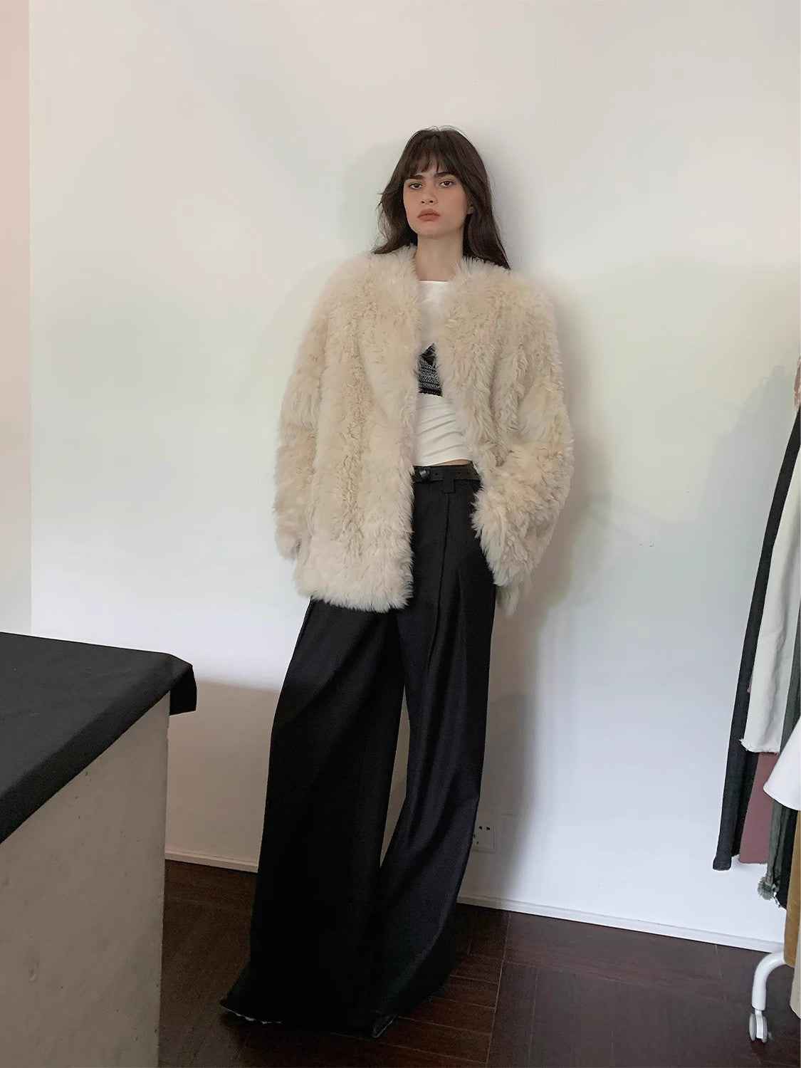 Fireladyfur Women's Casual Tuscan Sheepskin Jacket with Stand - up Collar“Sea of Love Accompaniment” - variant_title