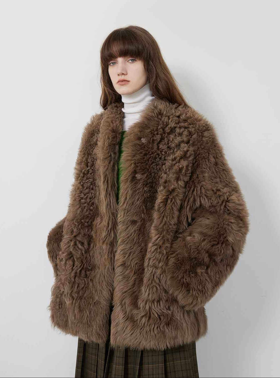 Fireladyfur Women's Casual Tuscan Sheepskin Jacket with Stand - up Collar“Sea of Love Accompaniment” - variant_title