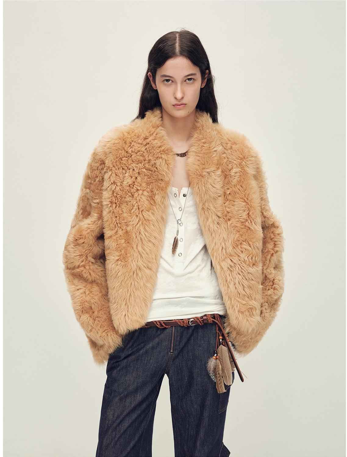 Fireladyfur Women's Casual Tuscan Sheepskin Jacket with Stand - up Collar“Sea of Love Accompaniment” - variant_title