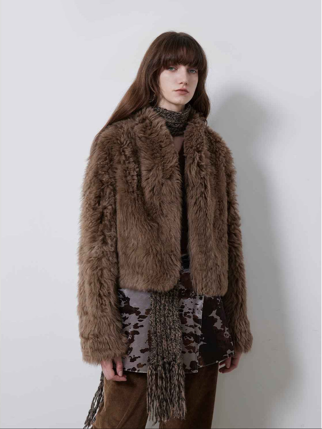 Fireladyfur Women's Casual Tuscan Sheepskin Jacket with Stand - up Collar“Sea of Love Accompaniment” - variant_title