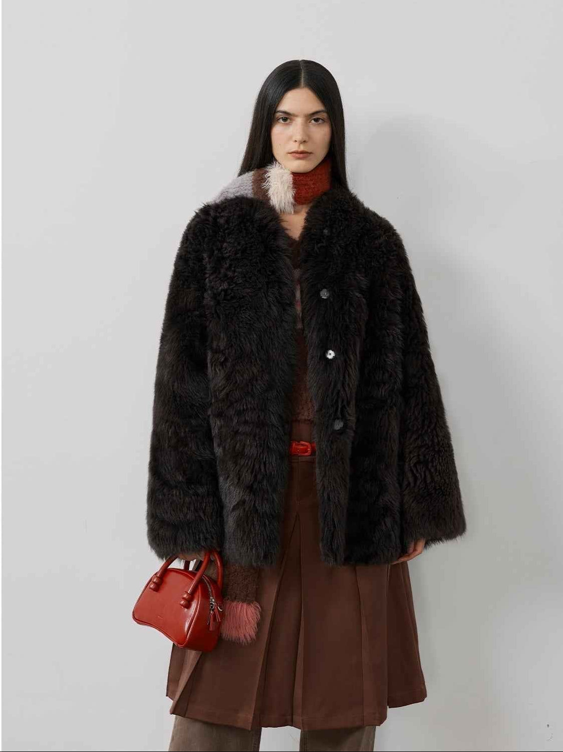 Fireladyfur Women's Casual Tuscan Sheepskin Jacket with Stand - up Collar“Sea of Love Accompaniment” - variant_title