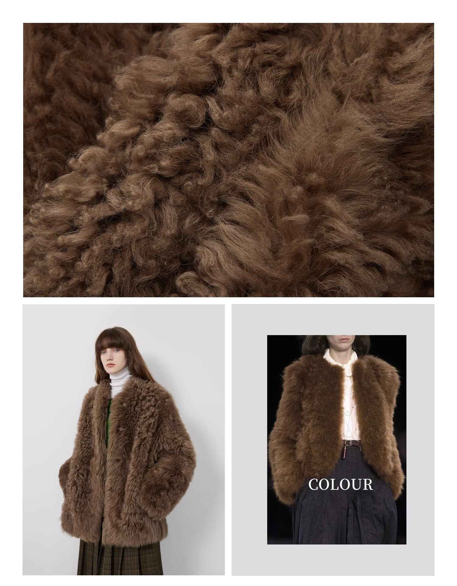 Fireladyfur Women's Casual Tuscan Sheepskin Jacket with Stand - up Collar“Sea of Love Accompaniment” - variant_title