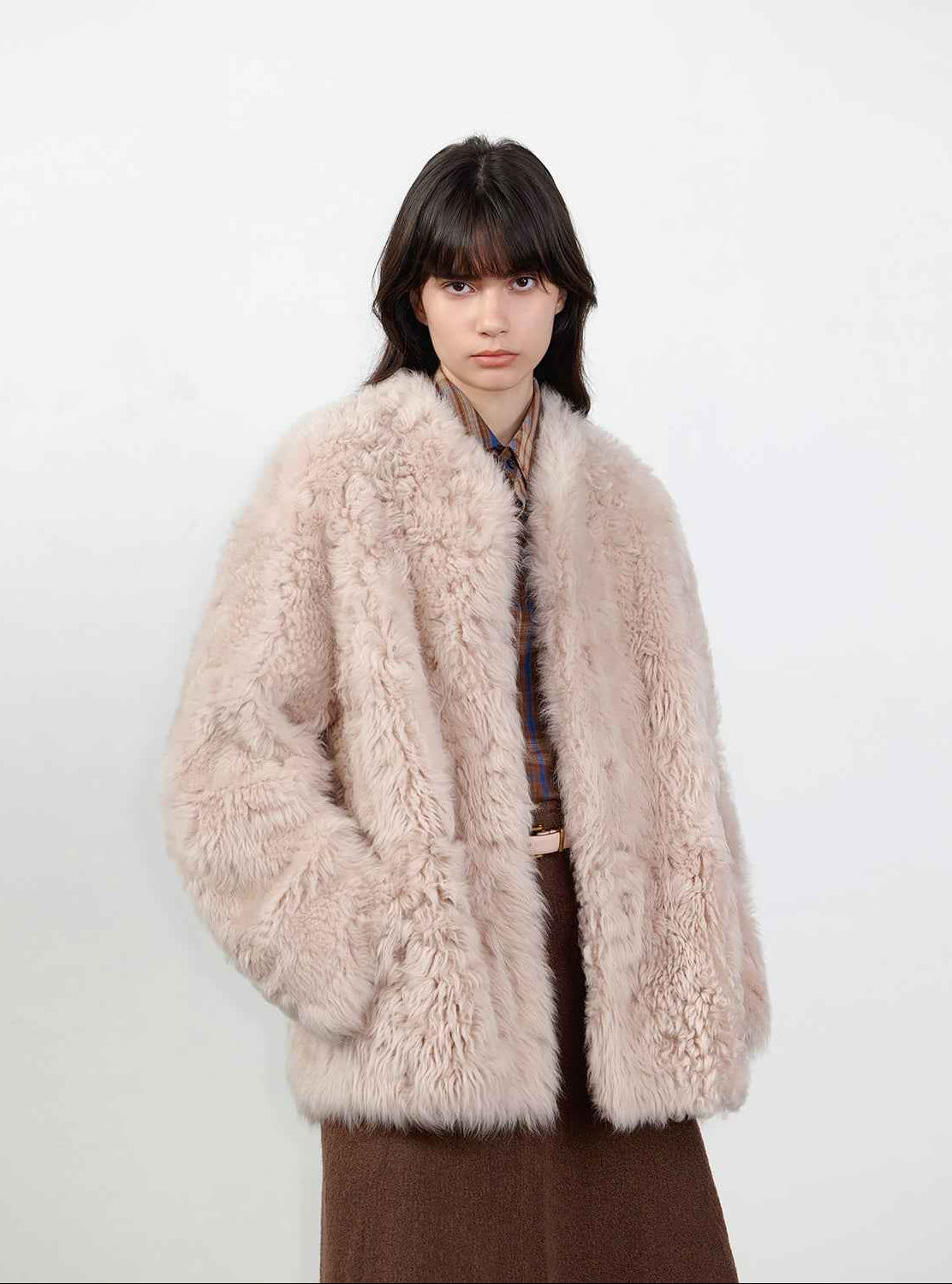Fireladyfur Women's Casual Tuscan Sheepskin Jacket with Stand - up Collar“Sea of Love Accompaniment” - variant_title