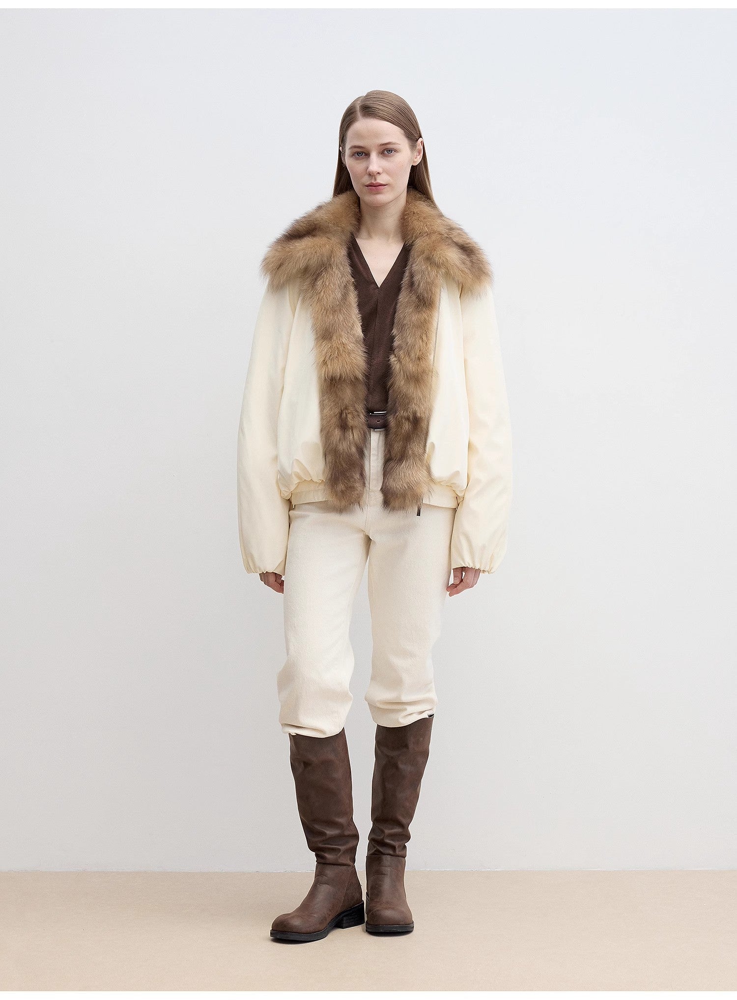 Fireladyfur Women's Detachable Contrasting Fox Fur Collar Down Jacket"Day and Night Rider" - variant_title