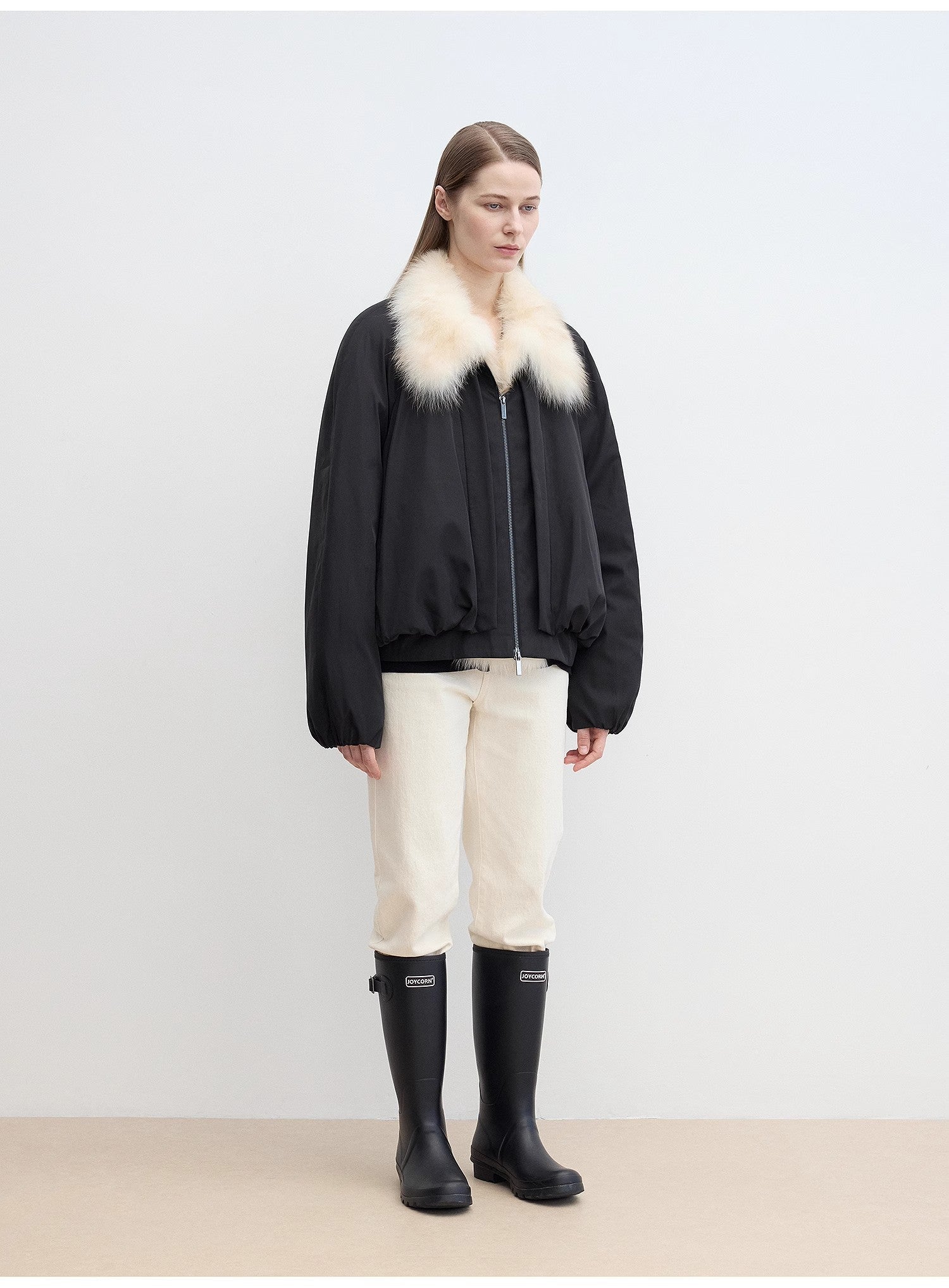 Fireladyfur Women's Detachable Contrasting Fox Fur Collar Down Jacket"Day and Night Rider" - variant_title