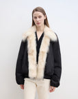 Fireladyfur Women's Detachable Contrasting Fox Fur Collar Down Jacket"Day and Night Rider" - variant_title