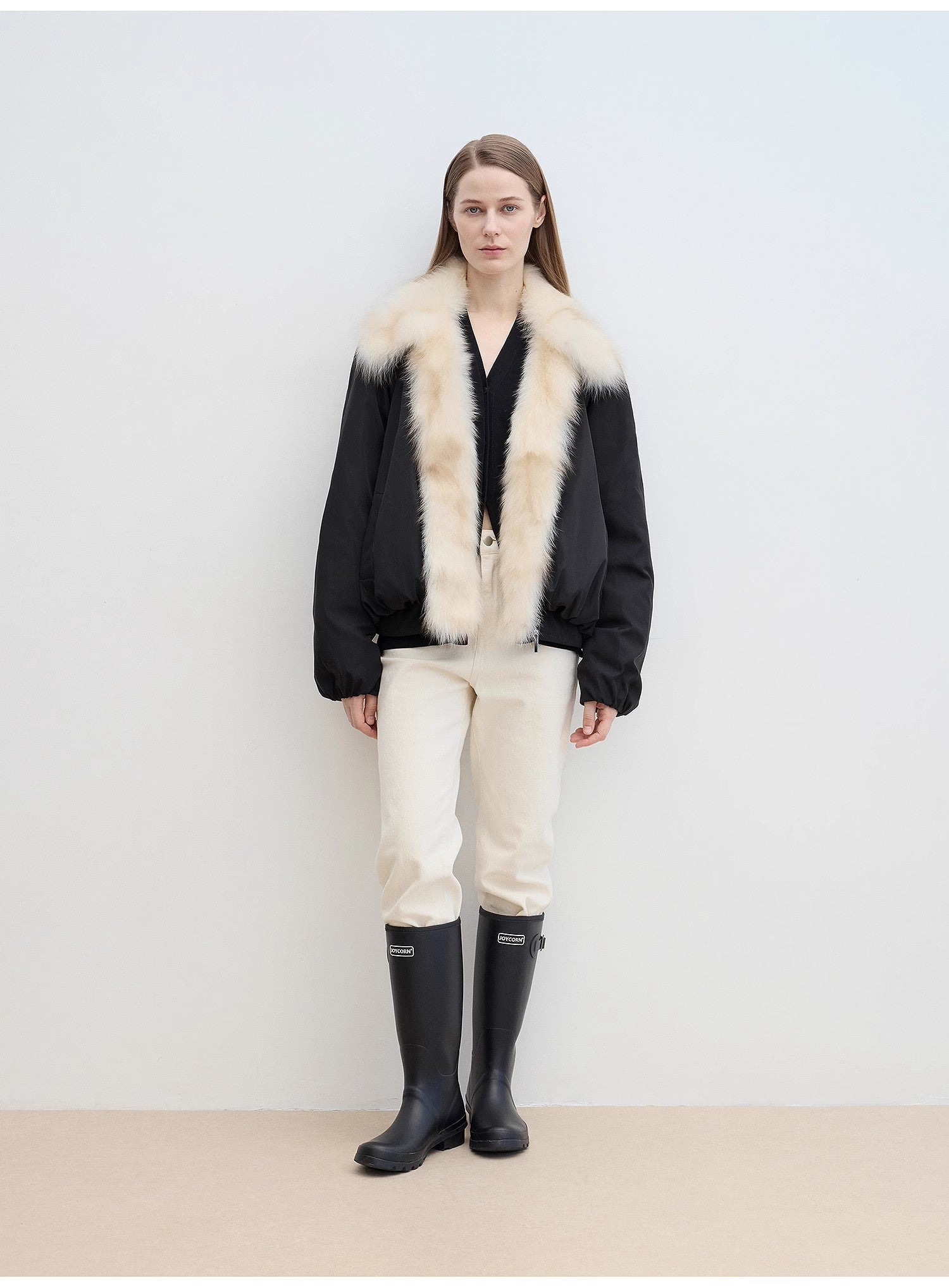 Fireladyfur Women's Detachable Contrasting Fox Fur Collar Down Jacket"Day and Night Rider" - variant_title