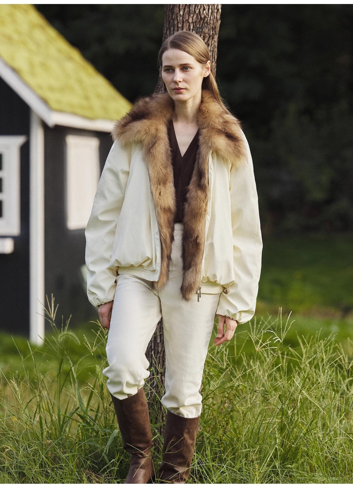 Fireladyfur Women's Detachable Contrasting Fox Fur Collar Down Jacket"Day and Night Rider" - variant_title