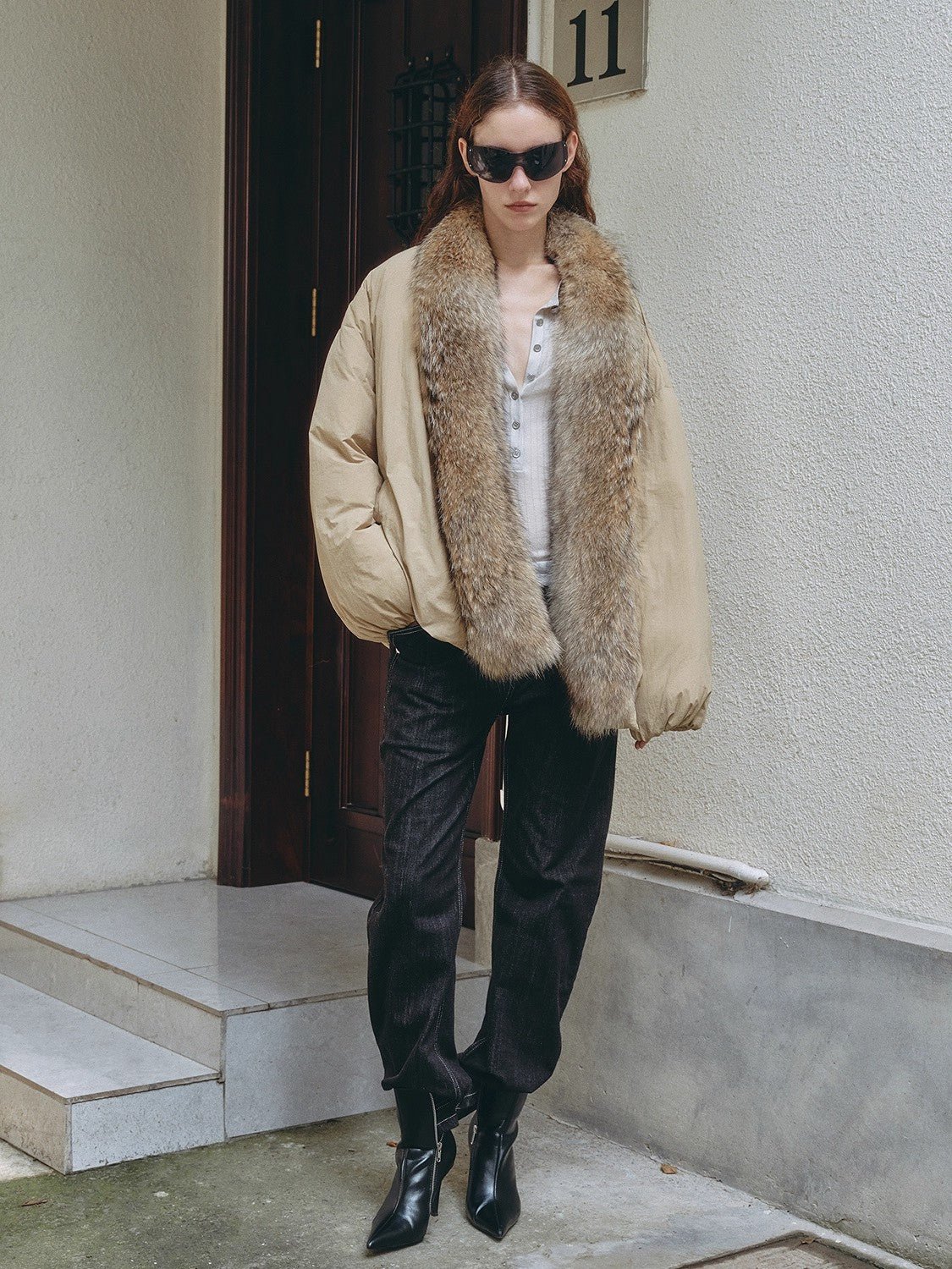 Fireladyfur Women’s Down Parka with Detachable Real Wolf Fur Trim Polish White Goose Down “Glacier Parka” - variant_title