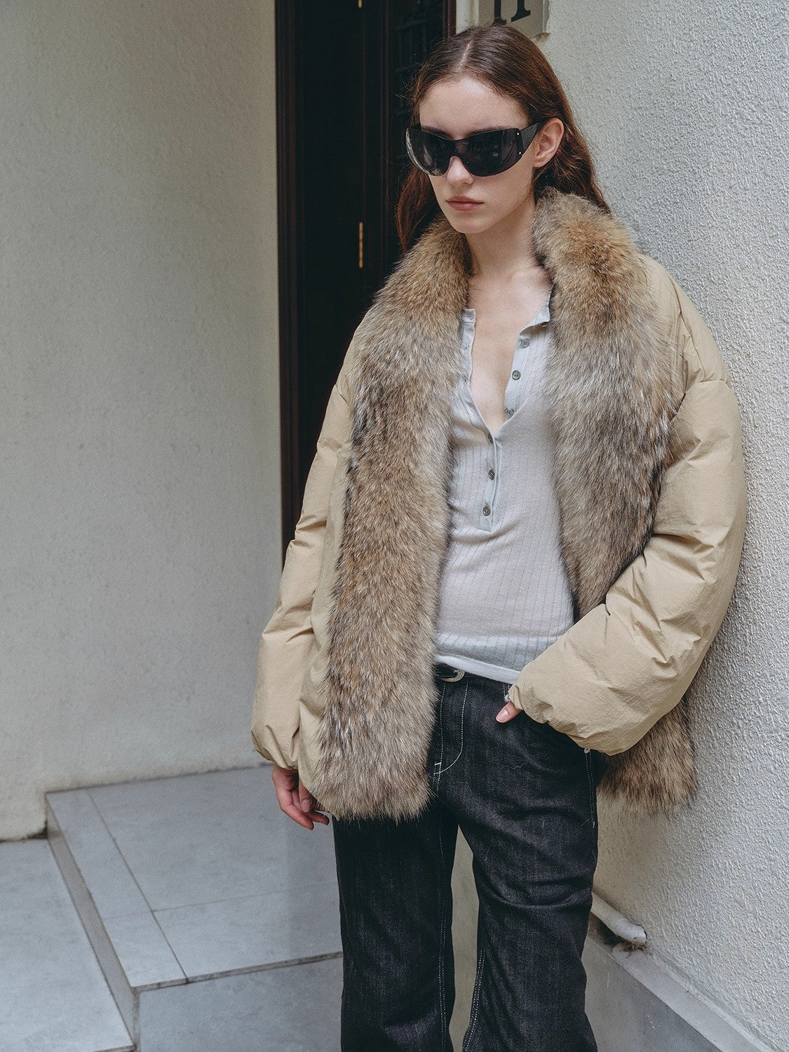 Fireladyfur Women’s Down Parka with Detachable Real Wolf Fur Trim Polish White Goose Down “Glacier Parka” - variant_title