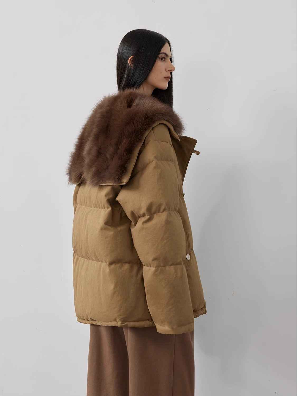 Fireladyfur Women's Down Parka with Fox Fur and Large Lapel“Street Badge” - variant_title