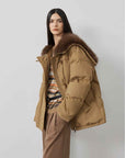 Fireladyfur Women's Down Parka with Fox Fur and Large Lapel“Street Badge” - variant_title