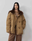 Fireladyfur Women's Down Parka with Fox Fur and Large Lapel“Street Badge” - variant_title