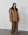 Fireladyfur Women's Down Parka with Fox Fur and Large Lapel“Street Badge” - variant_title